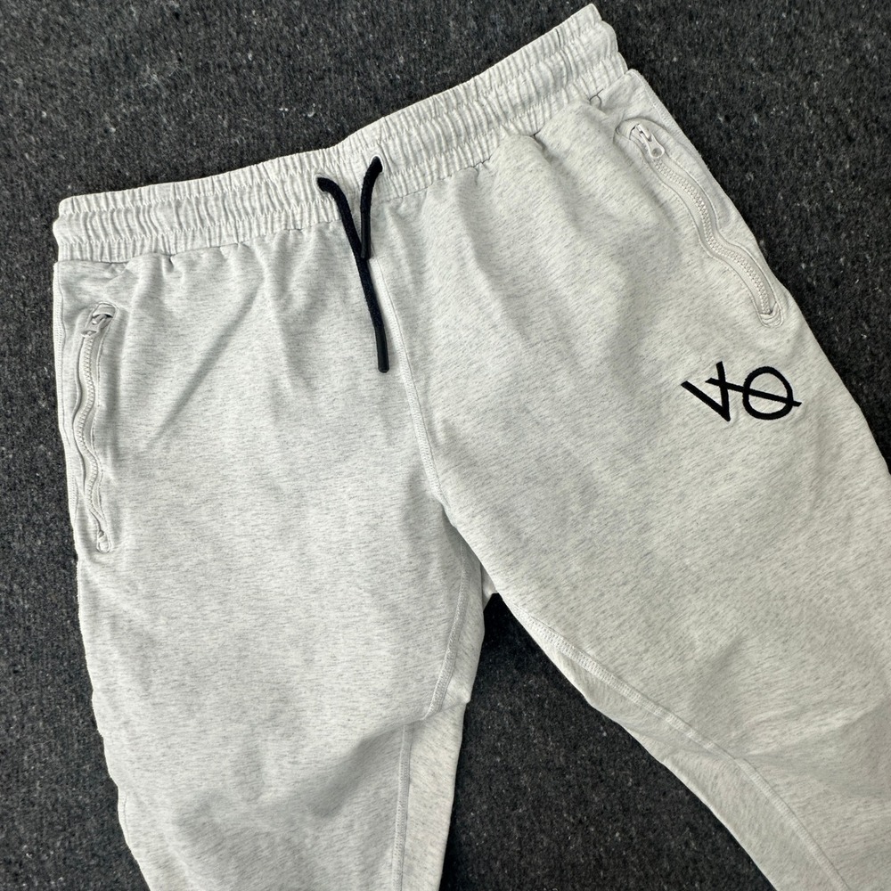 Vanquish Fitness Joggers Mens Large Grey Sweatpants Tapered VQ Logo Zips